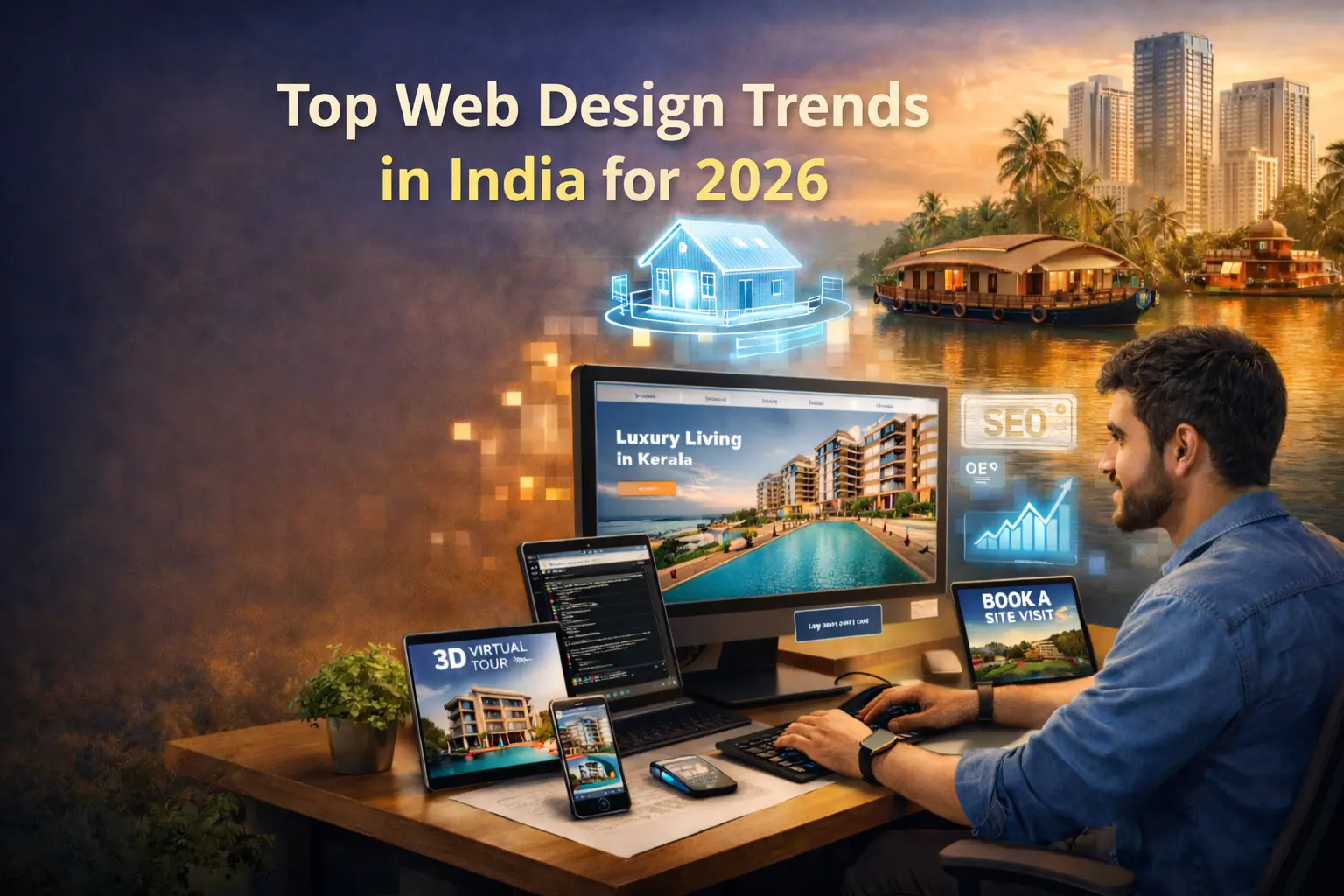 Modern web design trends and digital workspace by a web designer in Thrissur, Kerala in 2026